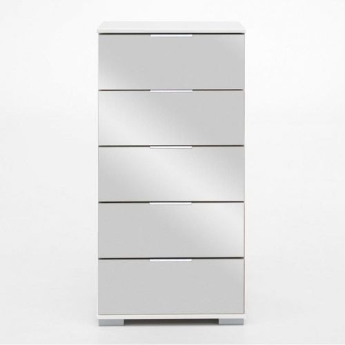 Commode Ensse 5 Tiroirs Blanc Et Miroir