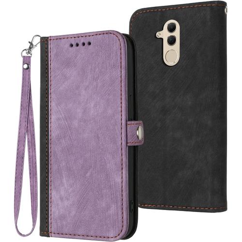 Coque Pour Huawei Mate 20 Lite, Etui En Cuir Pu Premium Housse De Protection Rabat Portefeuille Avec Rangements De Cartes Et Pochette Fermeture Magnétique Flip Béquille (Violet)