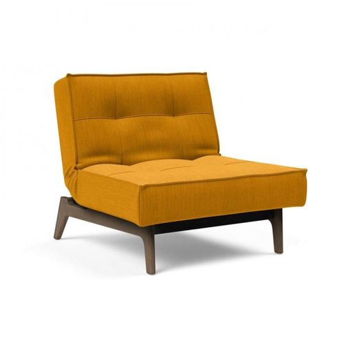 Innovation Living Fauteuil Splitback Eik Convertible Lit 90*115 Cm Pieds Chêne Noyer Tissu Elegance Burned Curry