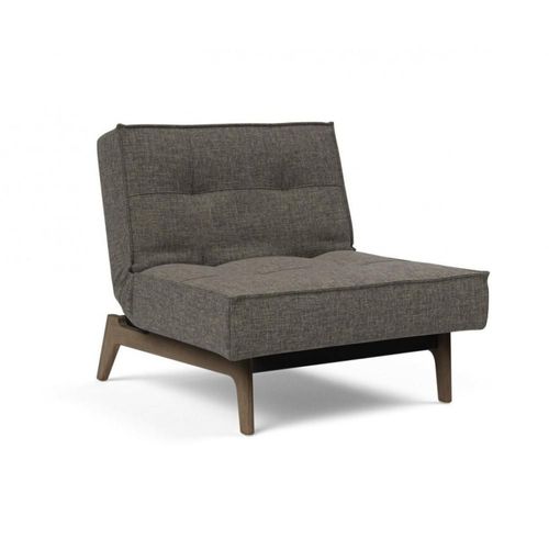 Innovation Living Fauteuil Splitback Eik Convertible Lit 90*115 Cm Pieds Chêne Noyer Tissu Flashtex Dark Grey