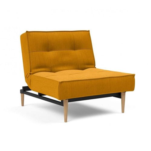 Innovation Living Fauteuil Splitback Styletto Convertible Lit 90*115 Cm Pieds Chêne Naturel Tissu Elegance Burned Curry