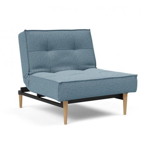 Innovation Living Fauteuil Splitback Styletto Convertible Lit 90*115 Cm Pieds Chêne Naturel Tissu Mixed Dance Light Blue