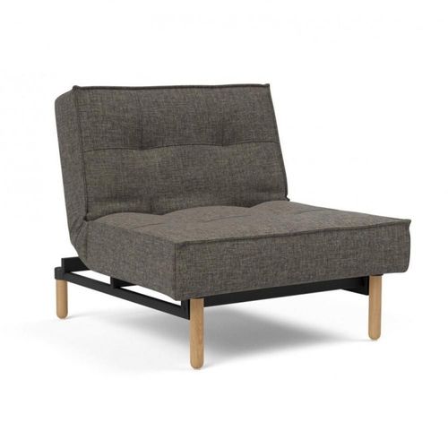 Innovation Living Fauteuil Splitback Stem Convertible Lit 90*115 Cm Pieds Obus Naturel Tissu Flashtex Dark Grey