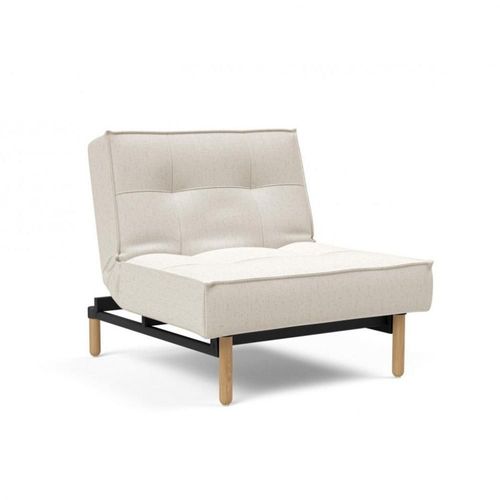 Innovation Living Fauteuil Splitback Stem Convertible Lit 90*115 Cm Pieds Obus Naturel Tissu Bouclé Off White