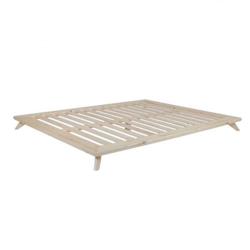 Lit Futon Senza Bed Pin Laqué Naturel Couchage 160 X 200 Cm