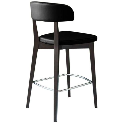 Chaise De Bar Horn Piétement Hêtre Laqué Graphite Assise Tissu Noir