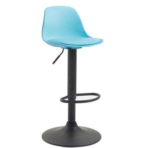 Tabouret De Bar Avec Repose-Pieds Design Moderne Dossier En Plastique Et Synthétique Bleu Pieds Noir Mat Tdb10574