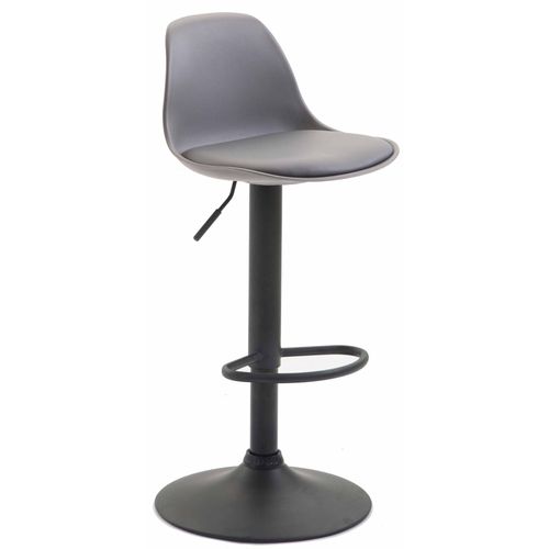Tabouret De Bar Avec Repose-Pieds Design Moderne Dossier En Plastique Et Synthétique Gris Pieds Noir Mat 10_0000301