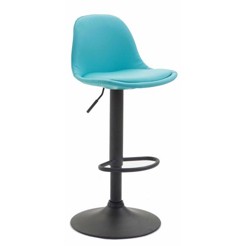 Tabouret De Bar Avec Repose-Pieds Design Moderne En Synthétique Bleu Pieds En Métal Noir Mat 10_0000776