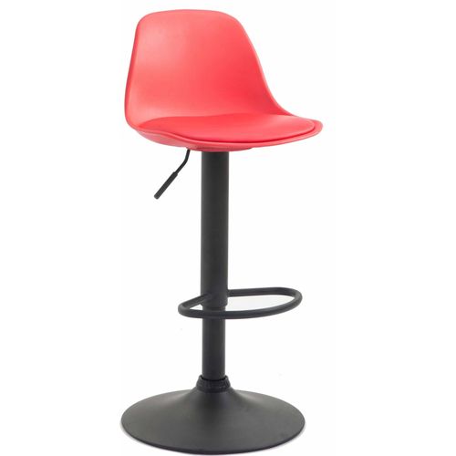 Tabouret De Bar Avec Repose-Pieds Design Moderne Dossier En Plastique Et Synthétique Rouge Pieds Noir Mat 10_0000796