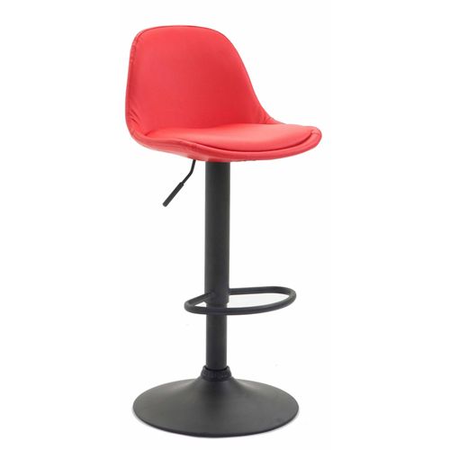 Tabouret De Bar Avec Repose-Pieds Design Moderne En Synthétique Rouge Pieds En Métal Noir Mat 10_0000852