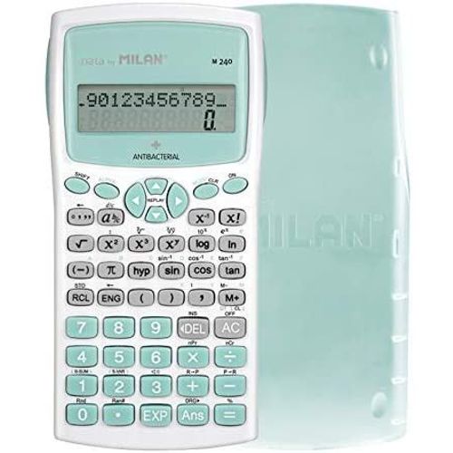 Plaquette thermoformée calculatrice scientifique m240 antibactérienne turquoise neuf milan 159110ibggrbl.