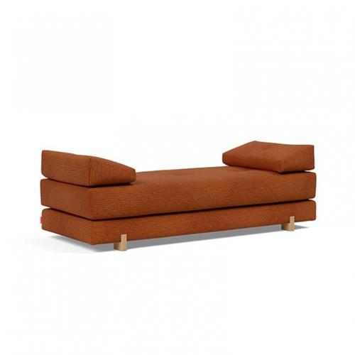 Méridienne Design Sigmund Wood Burnt Orange Convertible Lit 160*200 Cm Pieds Chêne