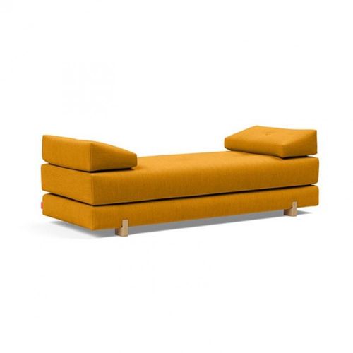 Méridienne Design Sigmund Wood Burned Curry Convertible Lit 160*200 Cm Pieds Chêne
