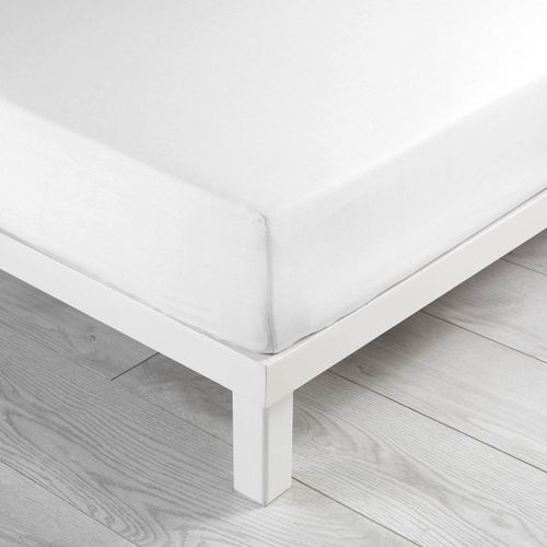 Drap Housse 160x200 Cm - Coton Bio - Blanc Blanc