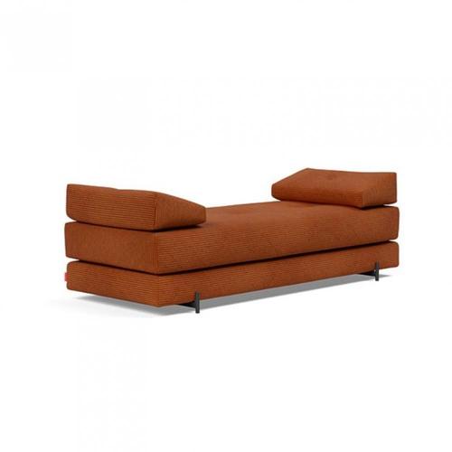 Méridienne Design Sigmund Indu Burnt Orange Convertible Lit 160*200 Cm Pieds Acier Noir