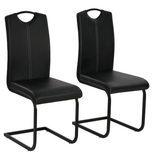 Lot De 2 Chaises De Salle À Manger Cuisine Cantilever Design Contemporain Synthétique Noir Cds020374