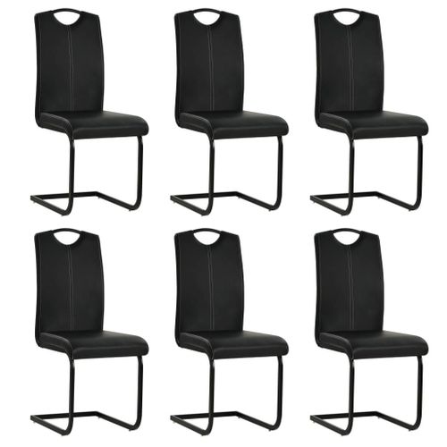 Lot De 6 Chaises De Salle À Manger Cuisine Cantilever Design Élégant Synthétique Noir Cds022320