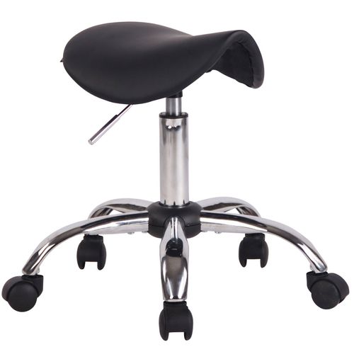 Tabouret De Travail Sur Roulettes En Synthétique Noir Support En Métal Chromé Tabo10195