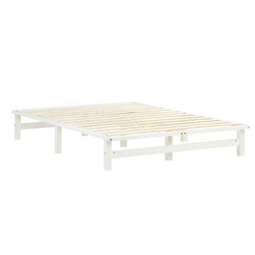 Lit Design Palette Avec Sommier À Lattes 140x200 Cm En Bois Massif Blanc Lit06240