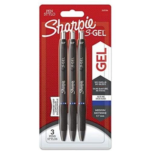 Sharpie S-Gel | Stylos Gel | Pointe Moyenne (0,7 Mm) | Encre Bleue | 3 Unités
