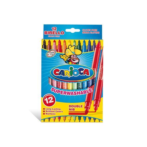 Boîte De 12 Marqueurs De Couleur Carioca Birello Double Pointes