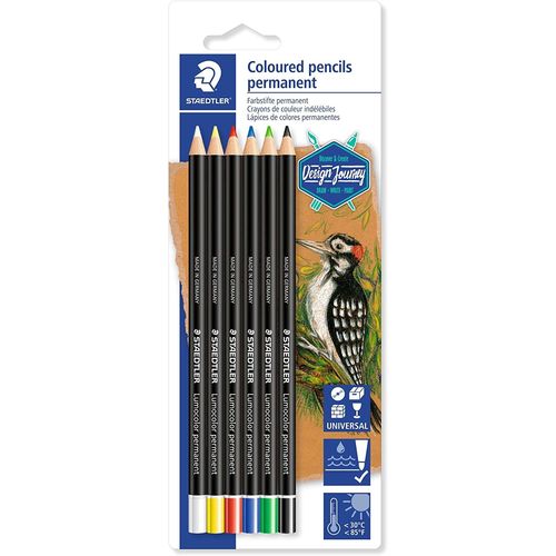 Blister Staedtler De 6 Crayons, Un De Chaque Couleur (Blanc, Jaune, Rouge, Bleu, Vert Et Noir)