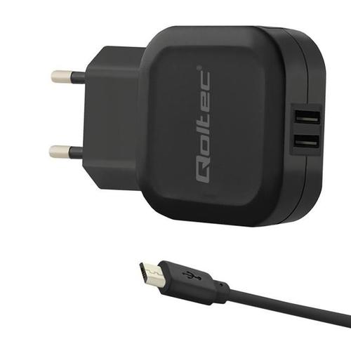 Chargeur Qoltec 17 W, 5 V, 3,4 A, 2 Ports Usb Et Câble Micro Usb.