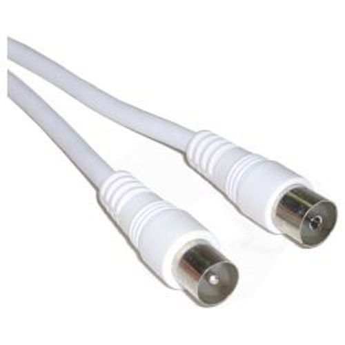 Cordon patch câble antenne TV 1.5m blanc coaxial