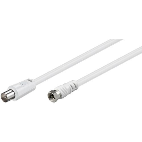 Connecteur mâle vers F Connecteur mâle Câble coaxial de 1,5 m Câble coaxial Antenne TV Câble blanc Goobay