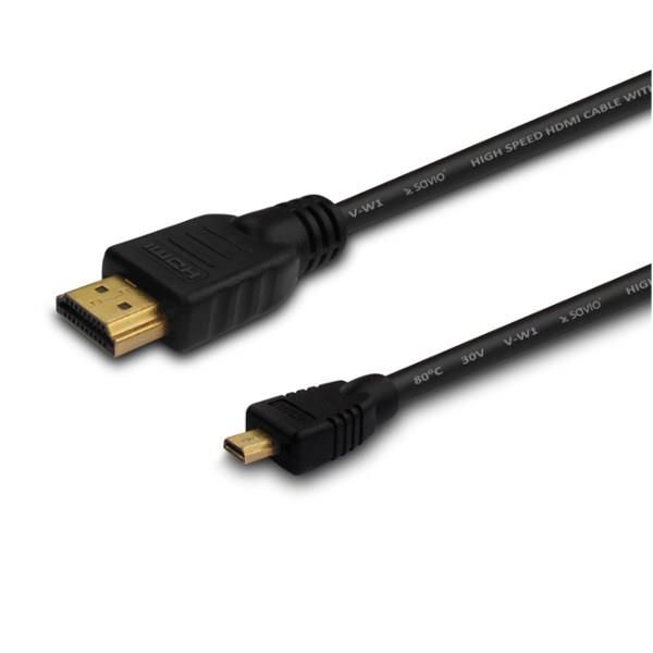 Savio cl-39 câble hdmi 1 m hdmi type a (standard) hdmi type d (micro) noir