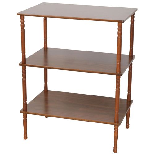 Étagère Sur Pieds Meuble De Rangement 3 Niveaux En Mdf Et Bois Massif Couleur Noyer Eta05043