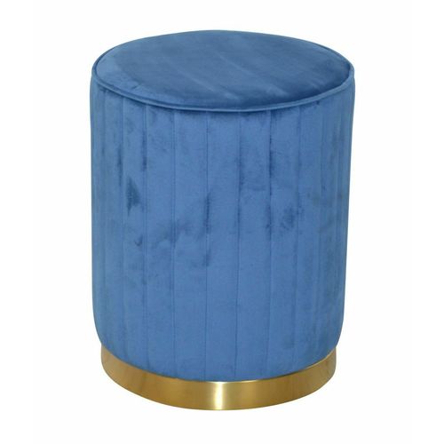 Tabouret Pouf Repose Pieds Tendance Avec Revêtement En Velours Bleu Tabo05018