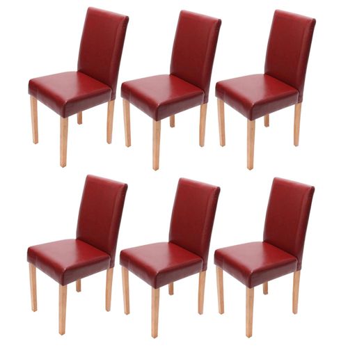 Lot De 6 Chaises De Salle À Manger Cuisine En Cuir Rouge Pieds En Bois Clair Design Moderne 04_0000710