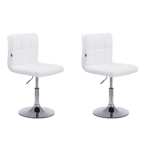 Lot De 2 Chaises De Salle À Manger Style Moderne Et Design En Synthétique Blanc Hauteur Réglable Pivotant Pieds En Métal 10_0000227