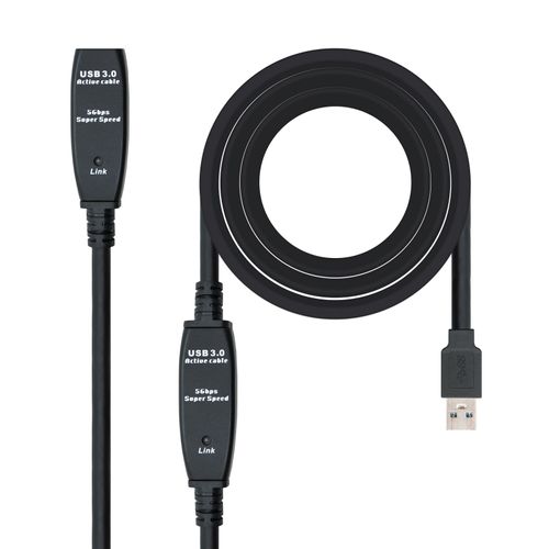 Câble d'extension Nanocable avec amplificateur USB-A 3.0 Mâle vers USB-A Femelle 10m