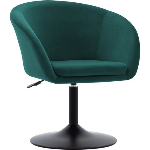 Fauteuil Lounge Salon Salle À Manger Bureau En Tissu Velours Pétrole Dossier Arrondis Base Métal Noir Fal09113