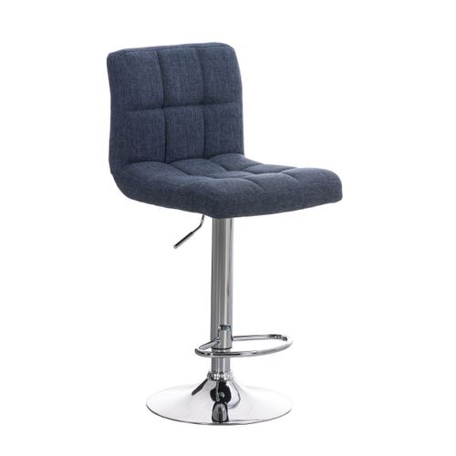 Tabouret De Bar Avec Repose-Pieds Design Moderne En Tissu Bleu 10_0000057