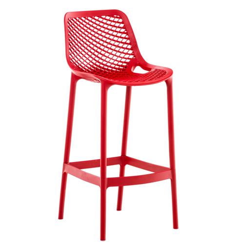 Tabouret De Bar Avec Repose-Pieds Design Moderne Plastique Rouge Intérieur Ou Extérieur 10_0000668