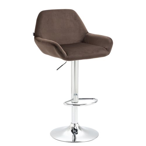 Tabouret De Bar En Velours Rembourré Marron Base Trompette Métal Chromée Tdb10428