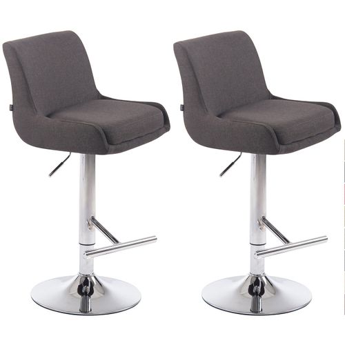 Lot De 2 Tabourets De Bar Avec Repose-Pied Design Moderne En Tissu Gris Foncé Pieds En Métal Aspect Chromé Tdb10451