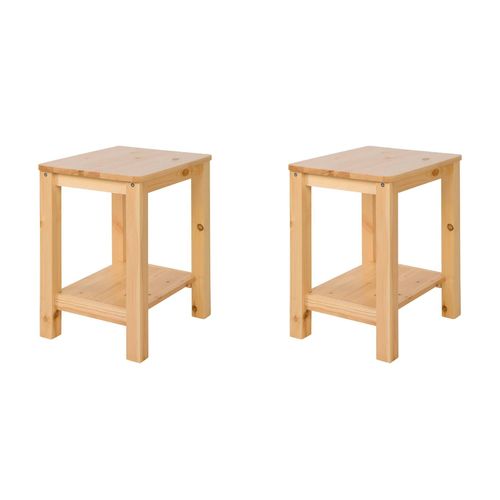 Lot De 2 Tables De Chevet Tabourets Modernes Et Intemporels En Bois Naturel Moc06020