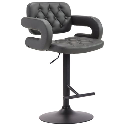 Tabouret De Bar Capitonné En Synthétique Gris Accoudoirs Repose-Pieds Métal Design Moderne Tdb10506