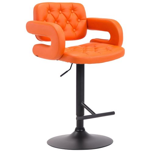 Tabouret De Bar Capitonné En Synthétique Orange Accoudoirs Repose-Pieds Métal Design Moderne Tdb10507