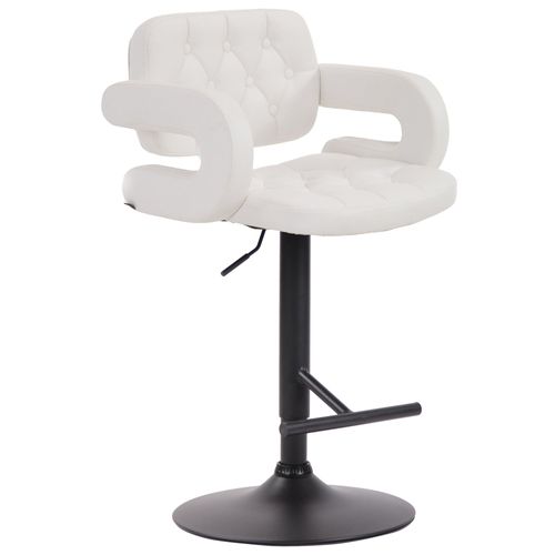 Tabouret De Bar Capitonné En Synthétique Blanc Accoudoirs Repose-Pieds Métal Design Moderne Tdb10511