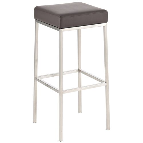 Tabouret De Bar Design Moderne Assise Confortable En Synthétique Marron Pieds Acier Inoxydable Brossé 10_0000427