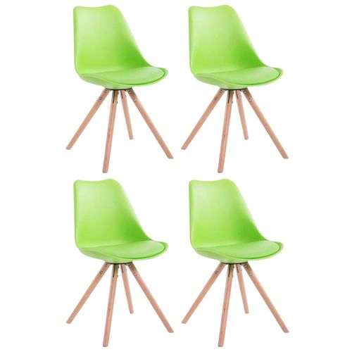 4 Chaises De Salle À Manger Style Scandinave En Synthétique Et Plastique Vert Pieds Rond En Bois Clair Cds10375