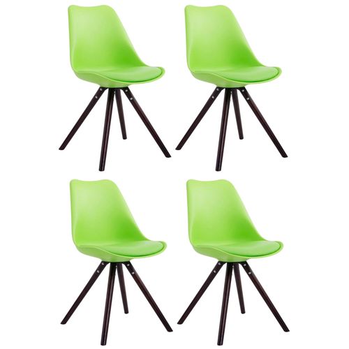 4 Chaises De Salle À Manger Style Scandinave En Similicuir Et Plastique Vert Pieds Rond En Bois Foncé Cds10371