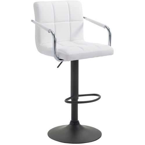 Tabouret De Bar Repose-Pieds En Synthétique Blanc Pieds Trompette En Métal Noir Mat Tdb10535