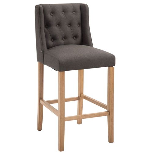 Tabouret De Bar Style Classique En Tissu Gris Foncé Dossier Capitonné Et Pieds En Bois Clair 10_0000721
